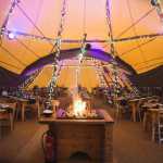 tipi marquee interior at night