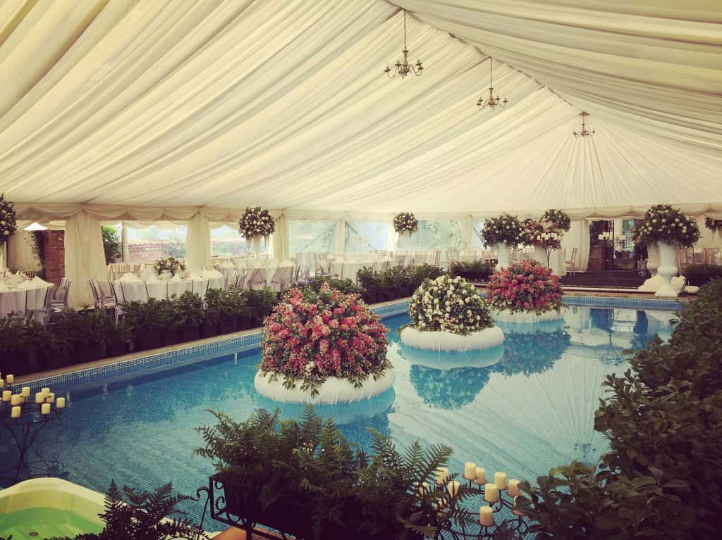 Clearspan marquee over swimming pool